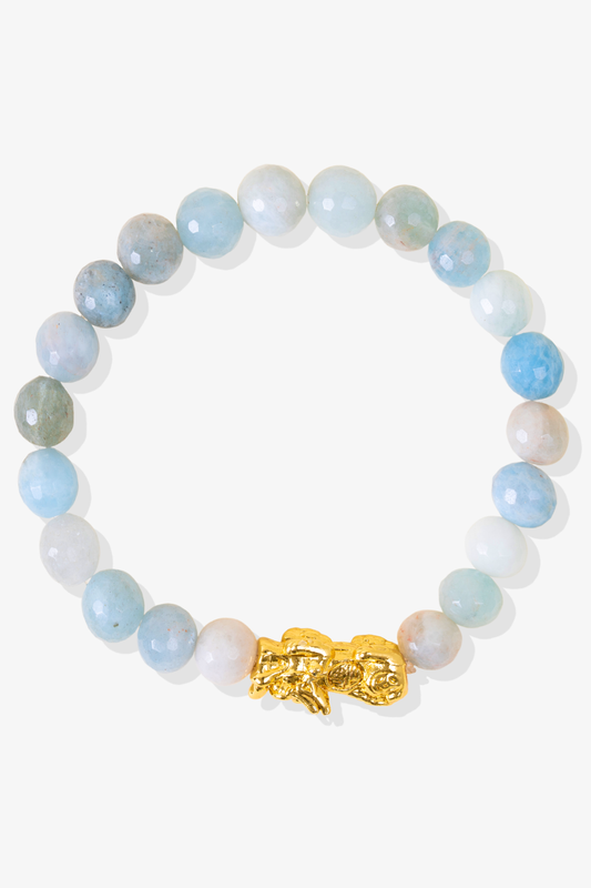 Natural Aquamarine Fortune Pixiu Feng Shui Bracelet