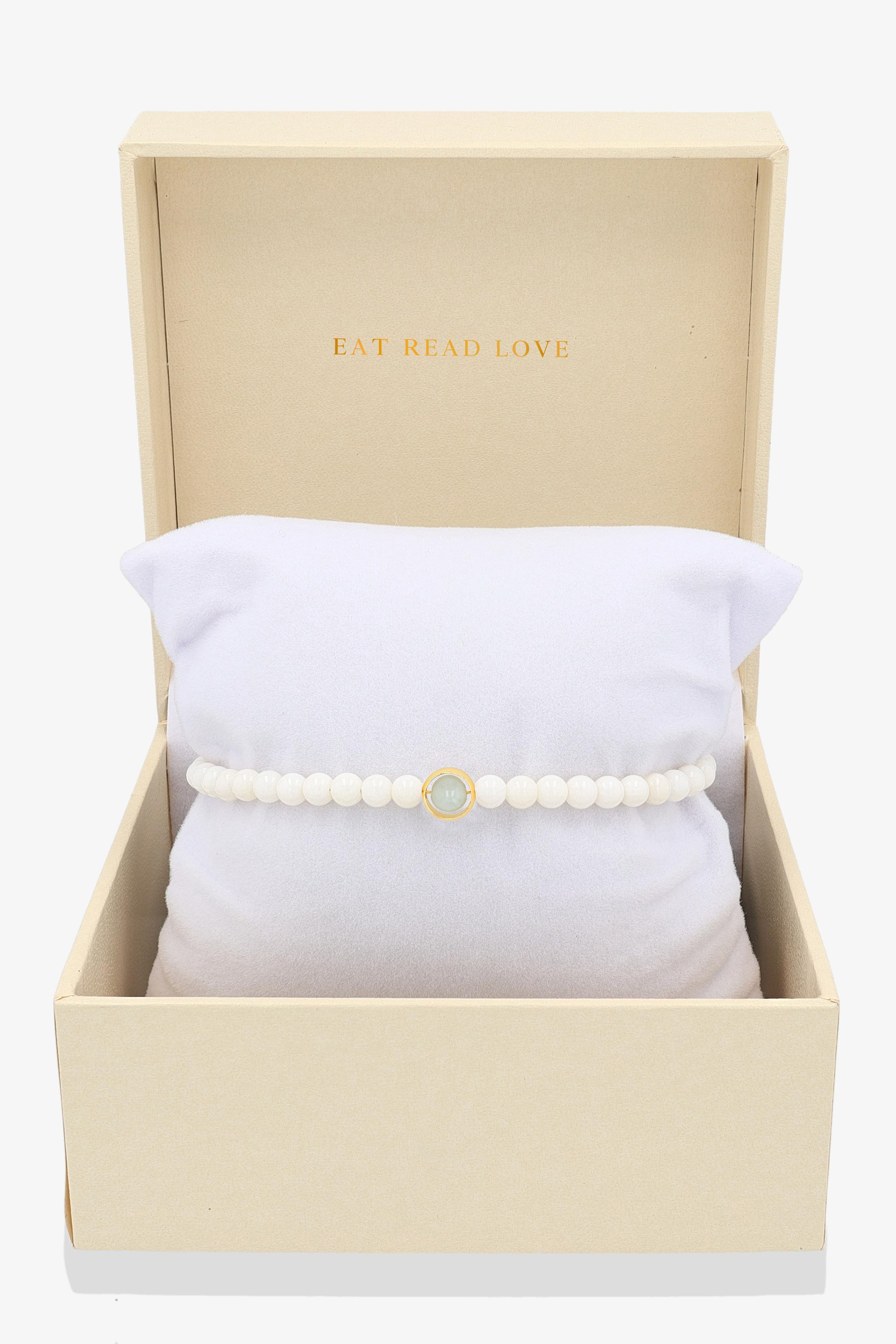 White Coral with Jade Gold Vermeil Honor Bracelet