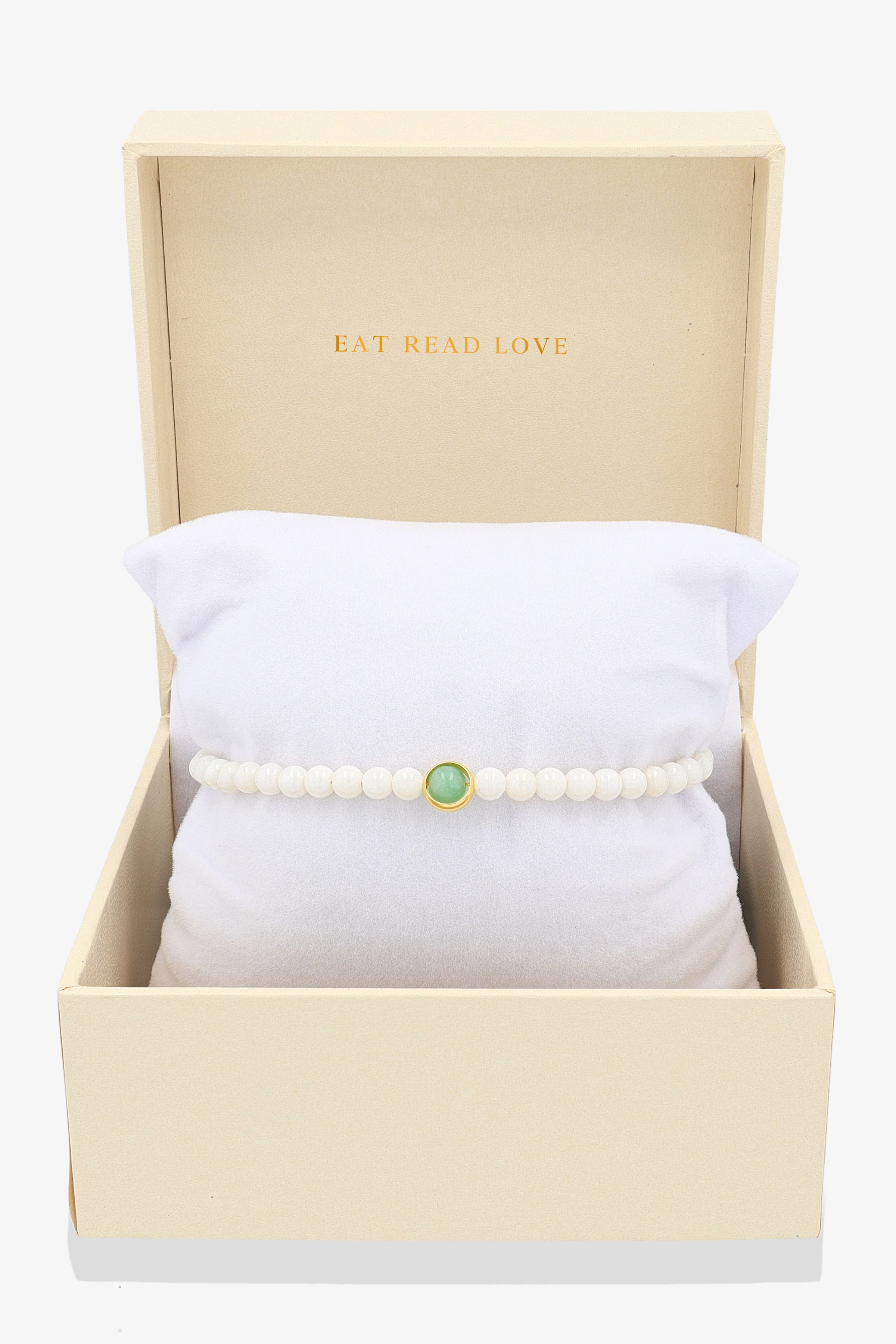White Coral with Emerald Gold Vermeil Honor Bracelet
