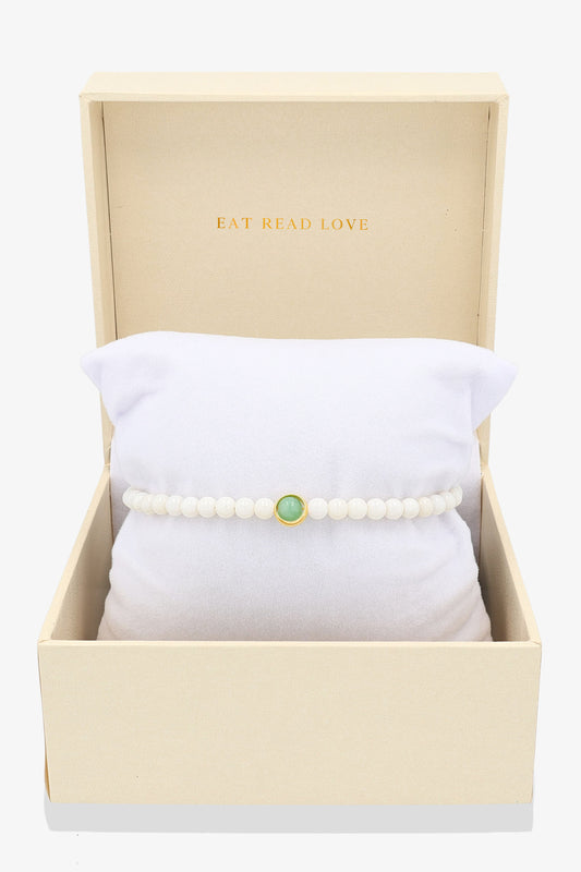 White Coral with Emerald Gold Vermeil Honor Bracelet