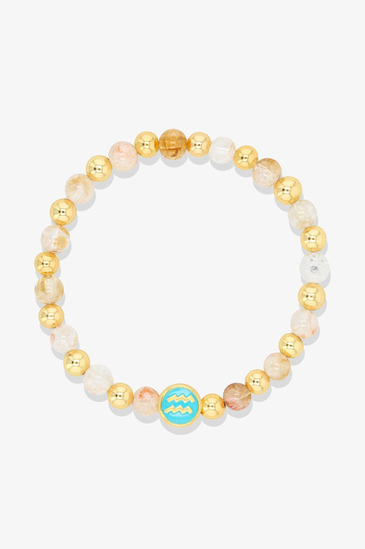 Aquarius - Citrine Zodiac Gold Vermeil Bracelet