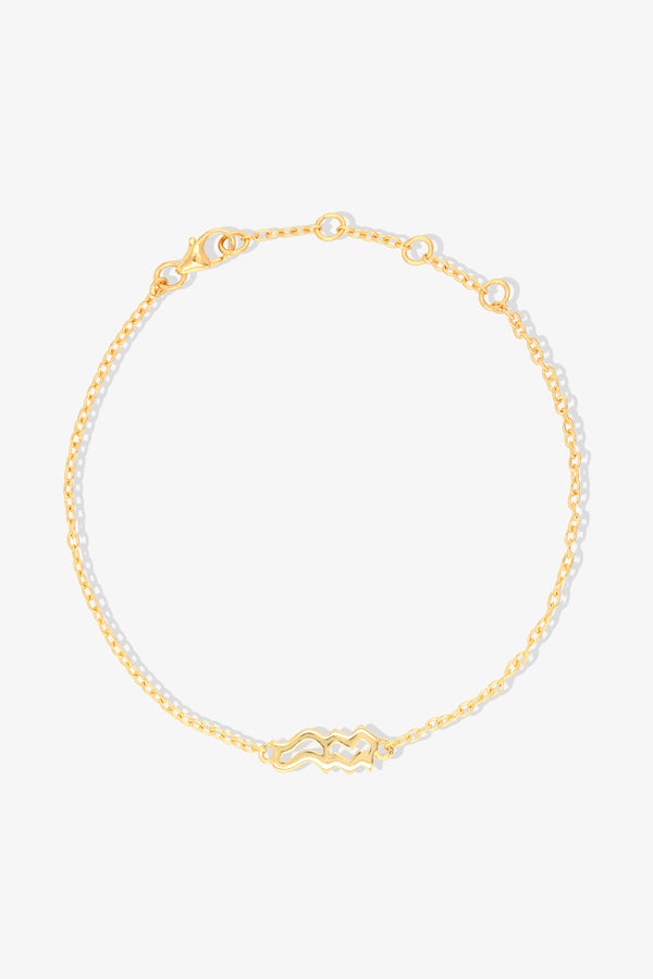 Aquarius Zodiac 18k Gold Vermeil Bracelet