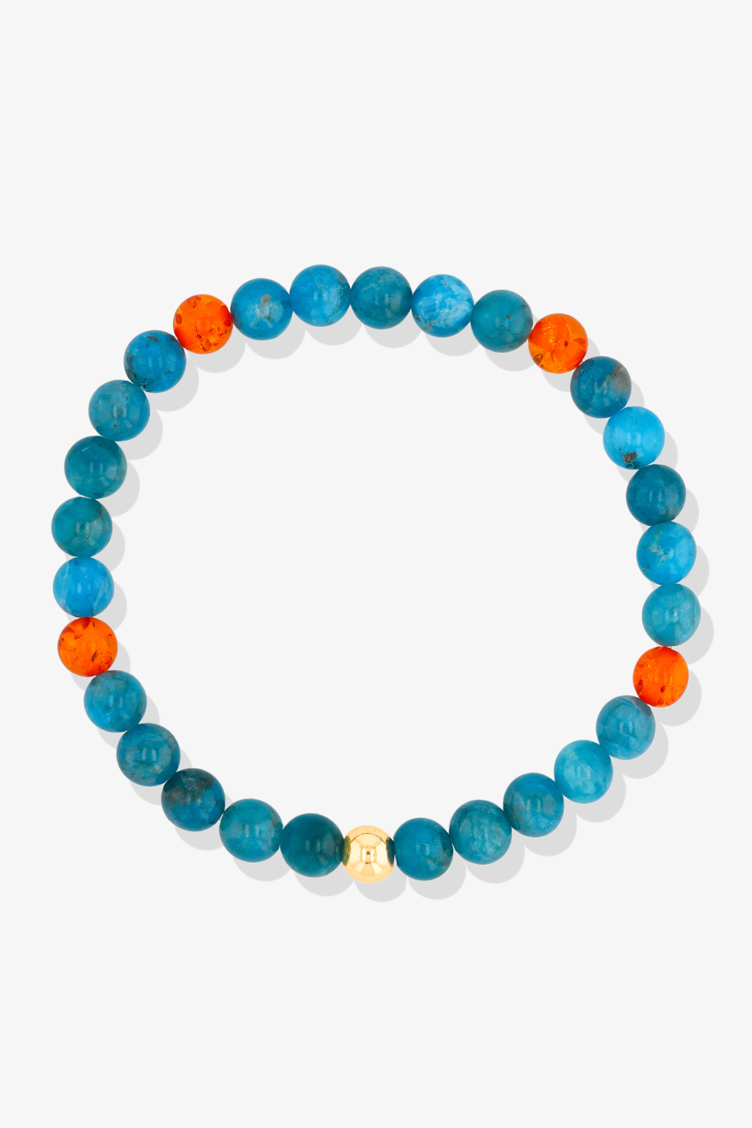 Aquarius Blue Apatite and Amber Crystal Bracelet with REAL Gold