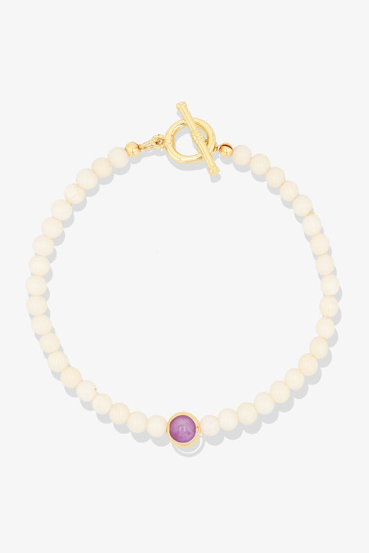 White Coral with Amethyst Gold Vermeil Honor Bracelet