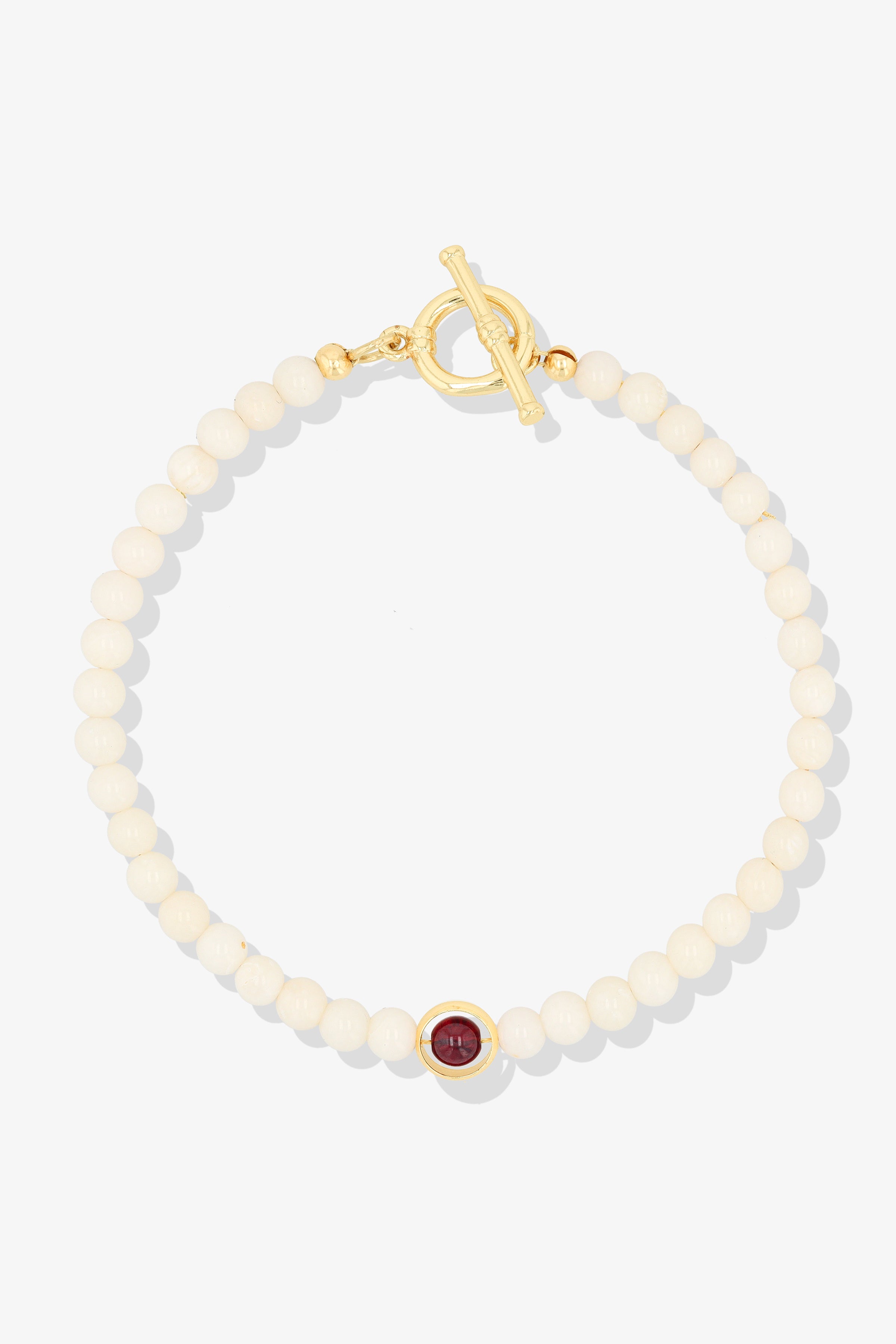 White Coral with Garnet Gold Vermeil Honor Bracelet