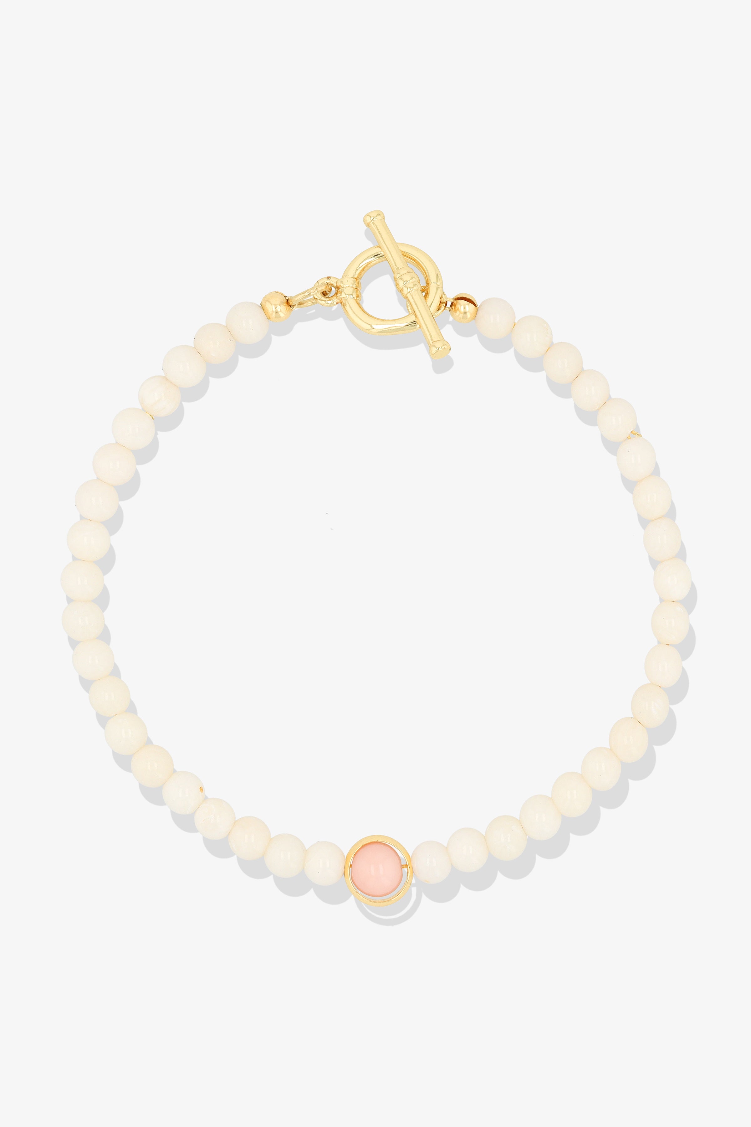 White Coral with Rose Quartz Gold Vermeil Honor Bracelet