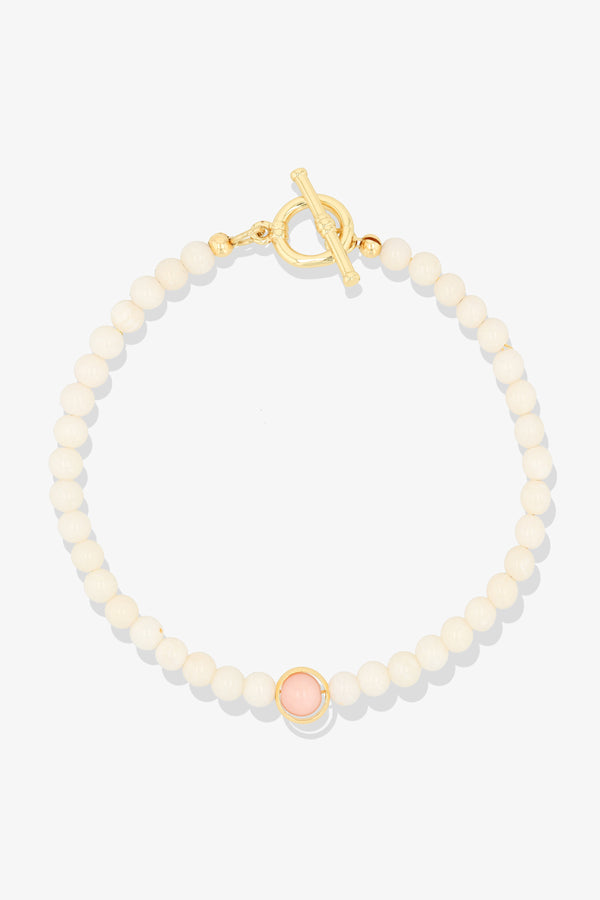 White Coral with Rose Quartz Gold Vermeil Honor Bracelet