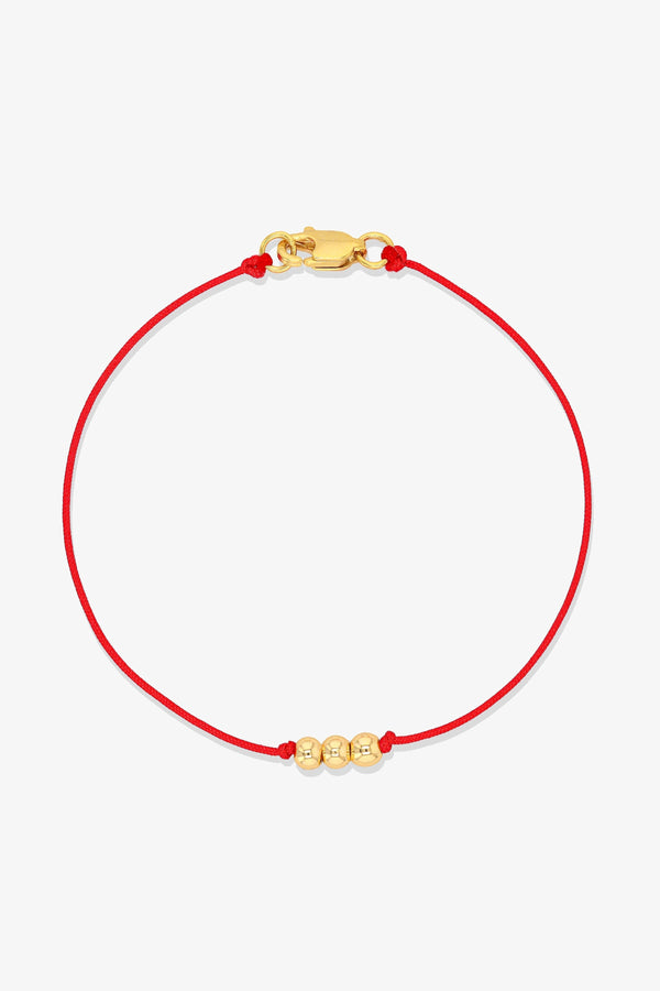 Numerology Red Thread Bracelet with REAL Gold  - 5
