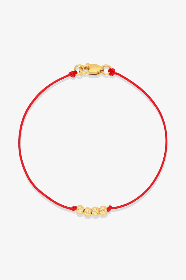 Numerology Red Thread Bracelet with REAL Gold  - 7