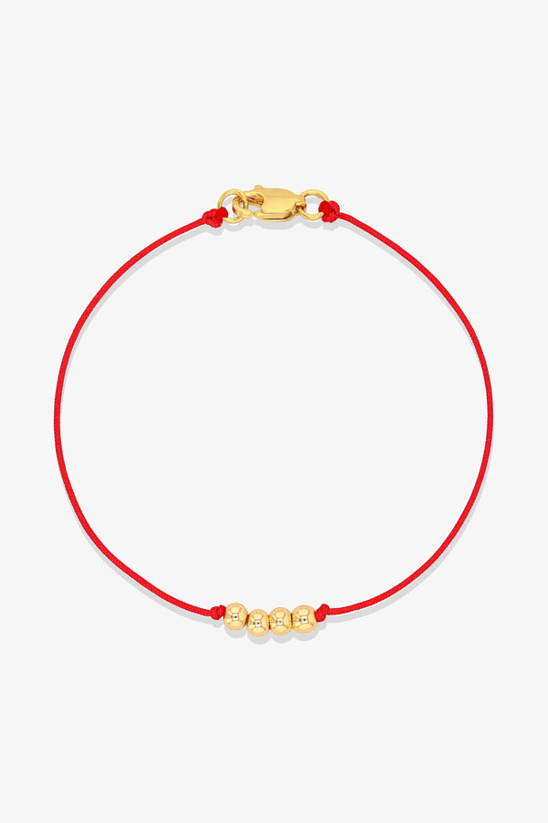 Numerology Red Thread Bracelet with REAL Gold  - 4