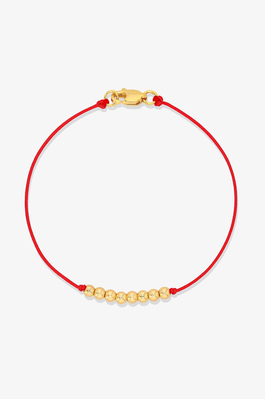 Numerology Red Thread Bracelet with REAL Gold  - 8