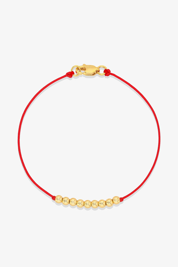 Numerology Red Thread Bracelet with REAL Gold  - 7
