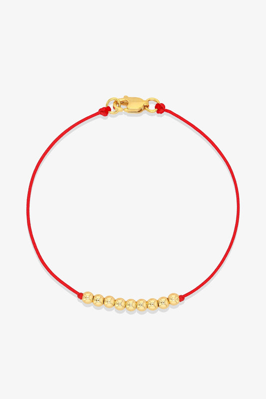 Numerology Red Thread Bracelet with REAL Gold  - 8