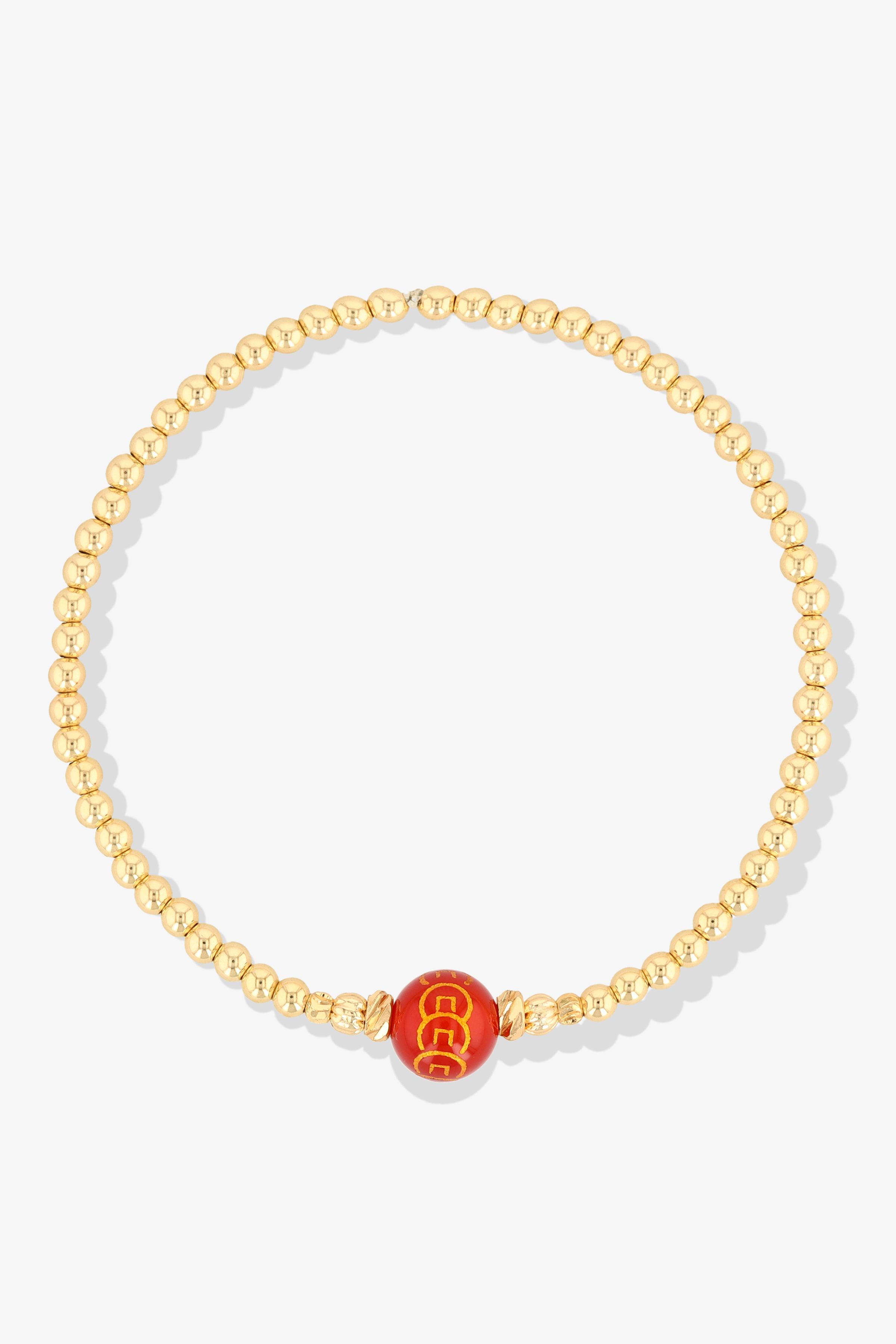 Ultimate Wealth 14K Gold Coins Feng Shui Bracelet REAL Gold - Red Agate