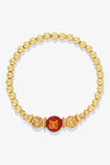 Spiritual Lucky Coin Red Good Fortune Bijoux with 10K Gold Beads Bracelet