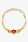 Spiritual Lucky Coin Long Life Bijoux with 10K Gold Beads Bracelet