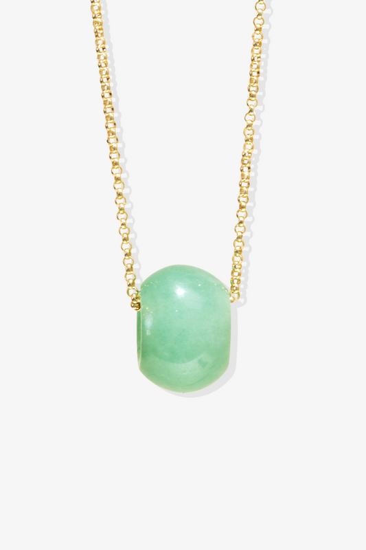 Natural Jade Rondelle Necklace 14k REAL Gold