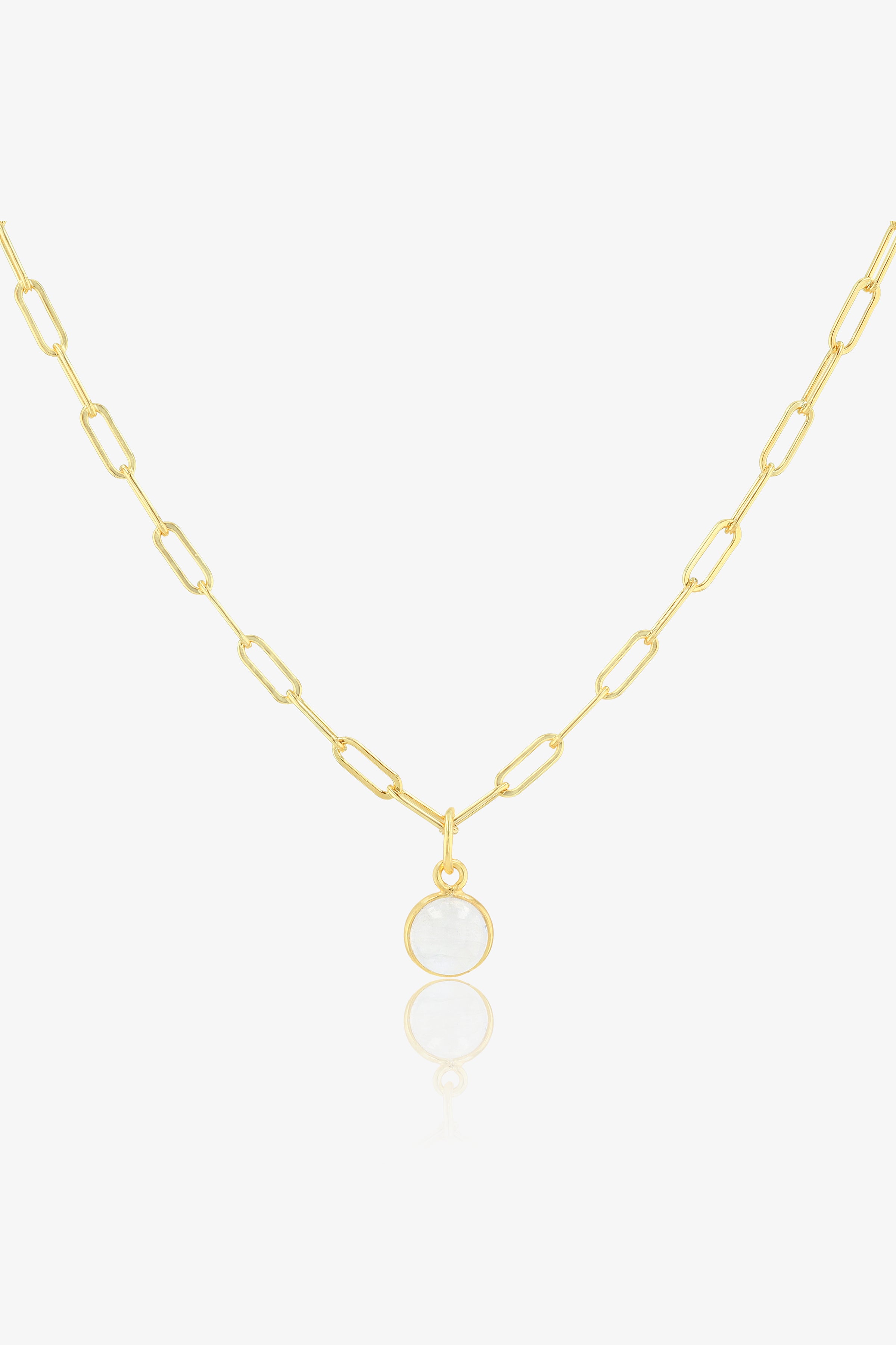 Moonstone Bezeled 18k Gold Vermeil Paperclip Necklace