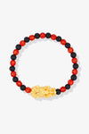 Red Agate & Black Obsidian Pixiu Feng Shui Bracelet
