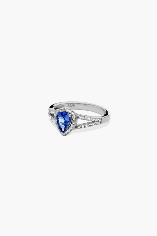 Tanzanite Sterling Silver Ring With Cubic Zircon
