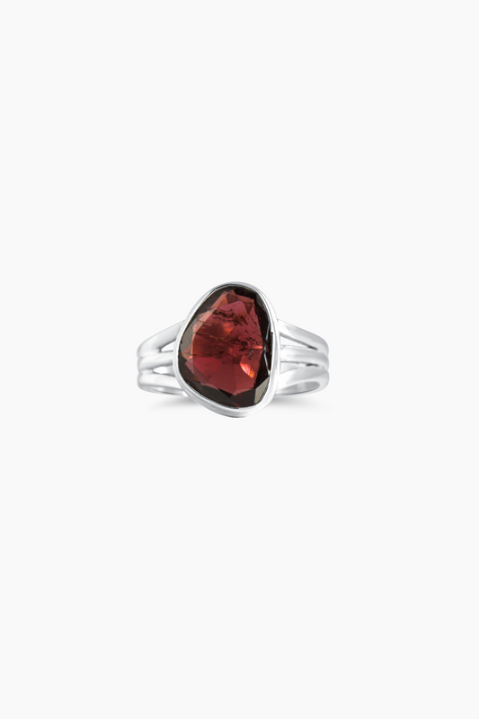 Red Garnet Sterling Silver Ring