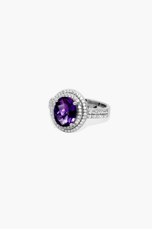 Amethyst Sterling Silver Ring With Cubic Zircon