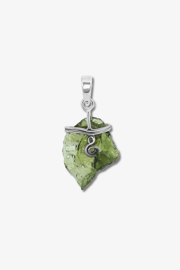 Genuine Moldavite Sterling Silver Pendant