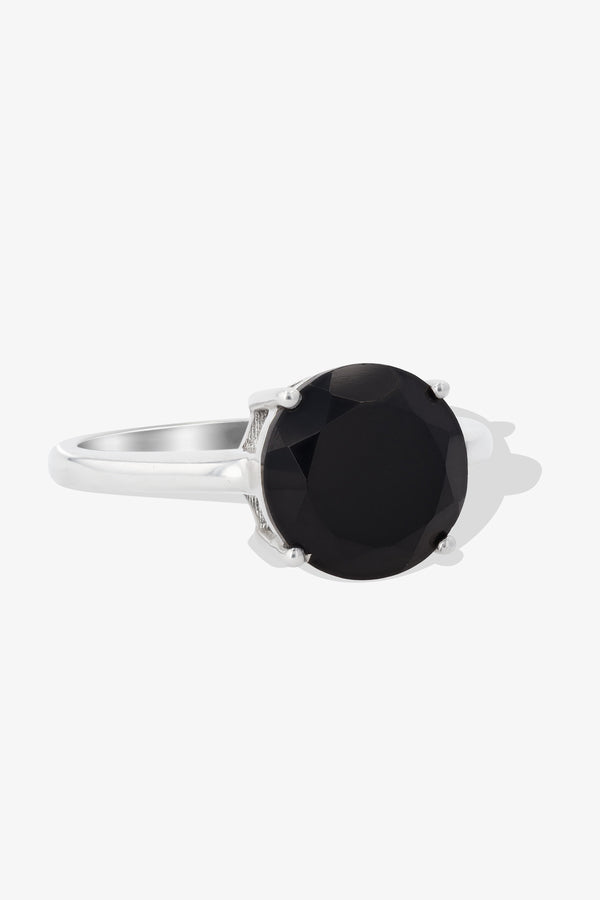 Black Spinel Sterling Silver Ring