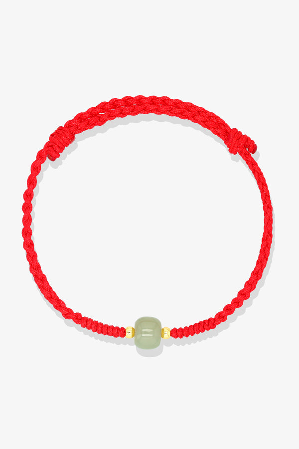 Lucky Jade Gold Vermeil Red Thread Bracelet