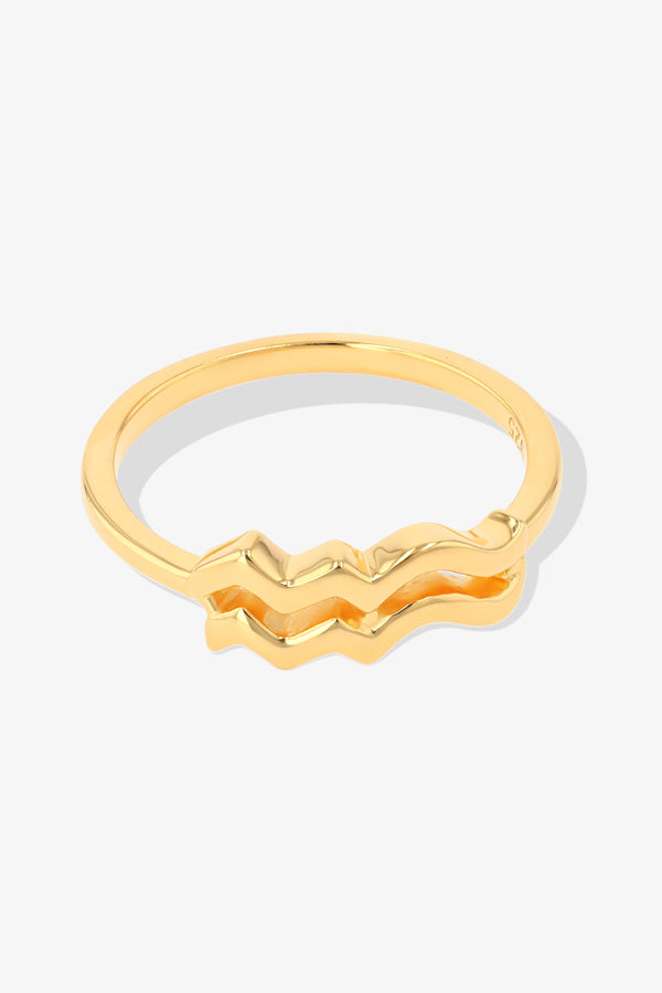 Aquarius Zodiac 18k Gold Vermeil Ring