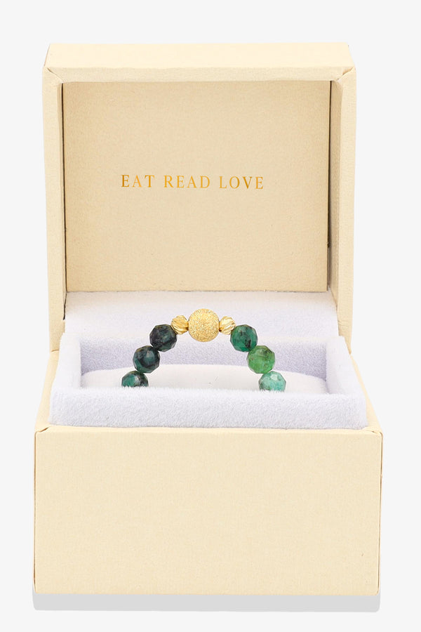 Emerald Gold Vermeil Stretch Ring - Love