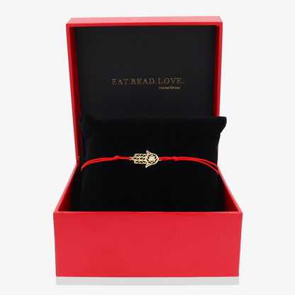 14k REAL Gold Hamsa Red Thread Bracelet with Diamond