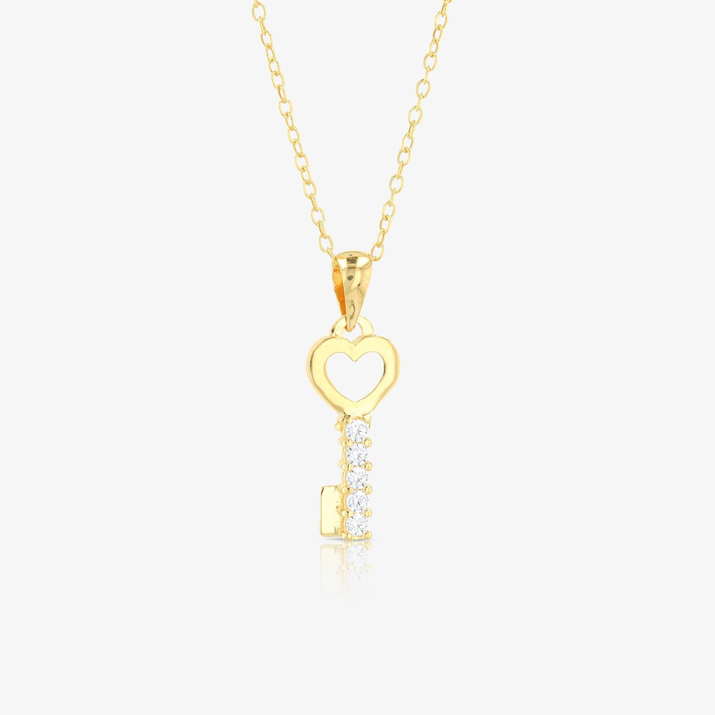 Key Heart Pendant 14k REAL Gold