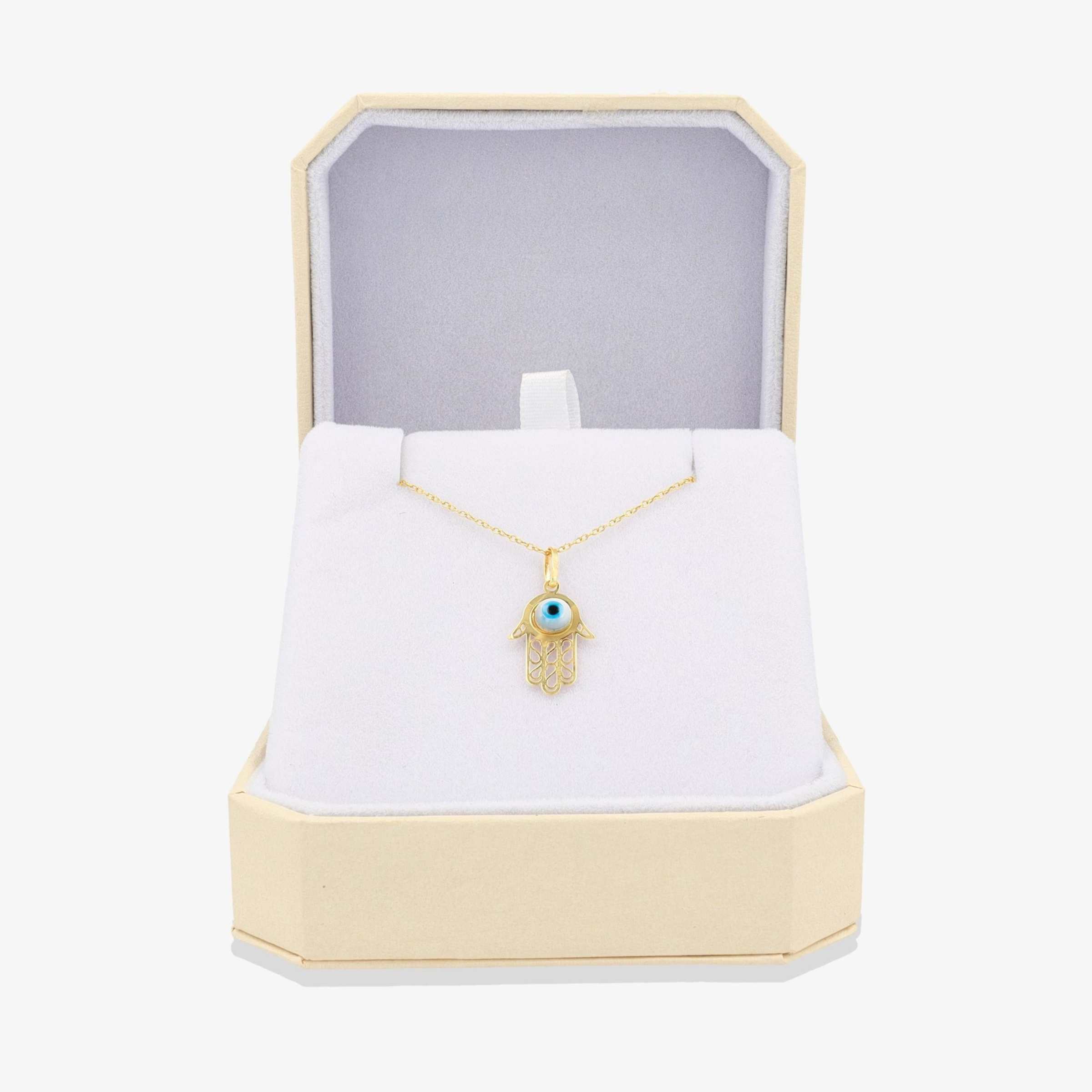 Hamsa Evil Eye Pendant 14k REAL Gold