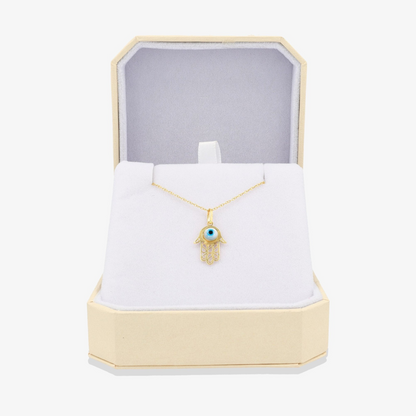 Hamsa Evil Eye Pendant 14k REAL Gold