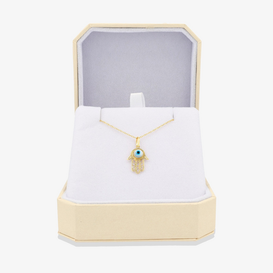 Hamsa Evil Eye Pendant 14k REAL Gold