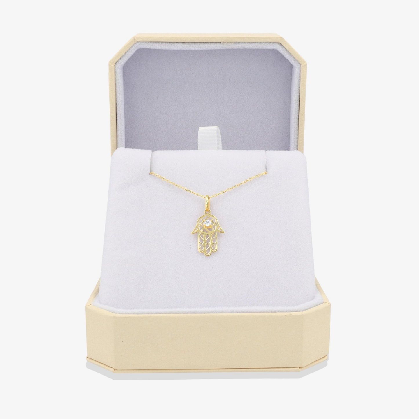 Hamsa Diamond Pendant 14k REAL Gold