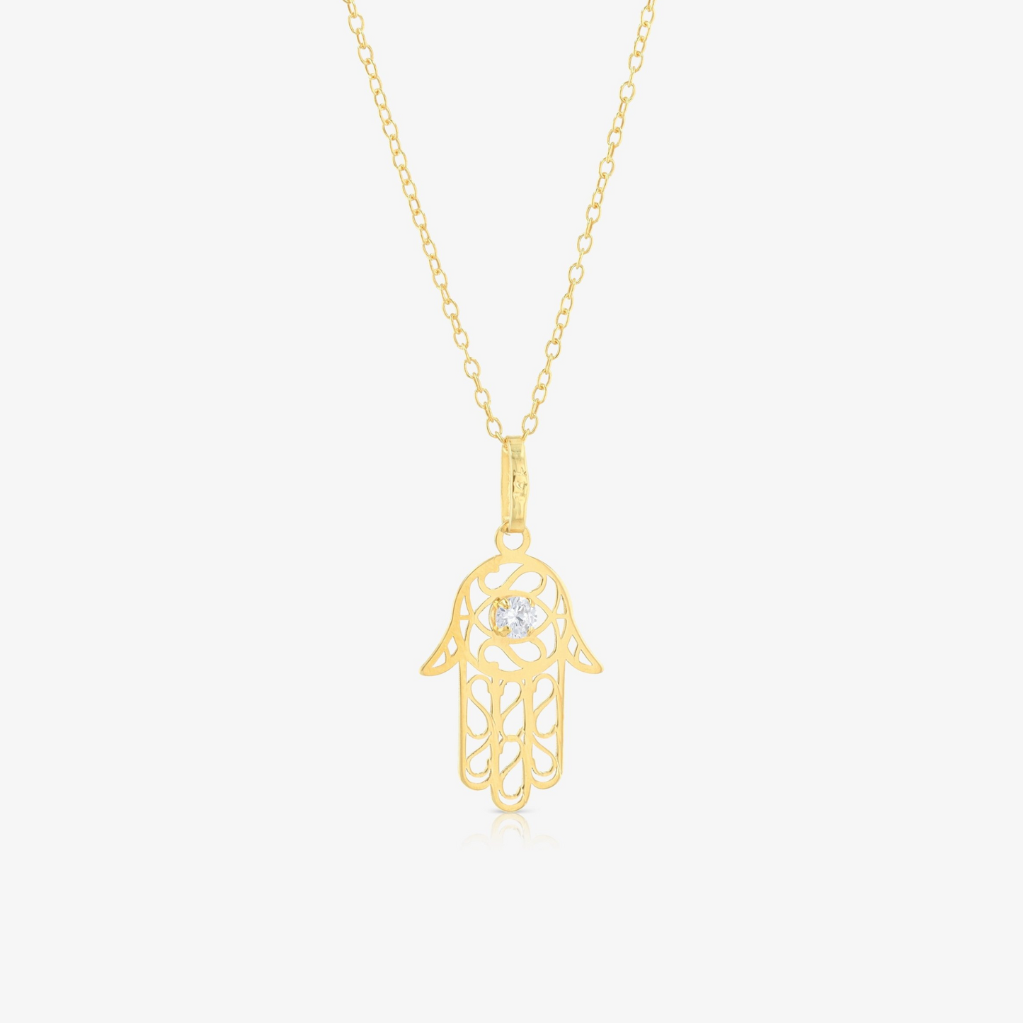 Hamsa Diamond Pendant 14k REAL Gold