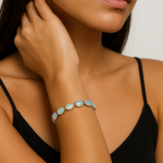 Genuine Opal High Quality Sterling Silver Bracelet
