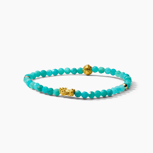 Pisces Zodiac Lunar Eclipse 24k Pixiu Bracelet - Amazonite