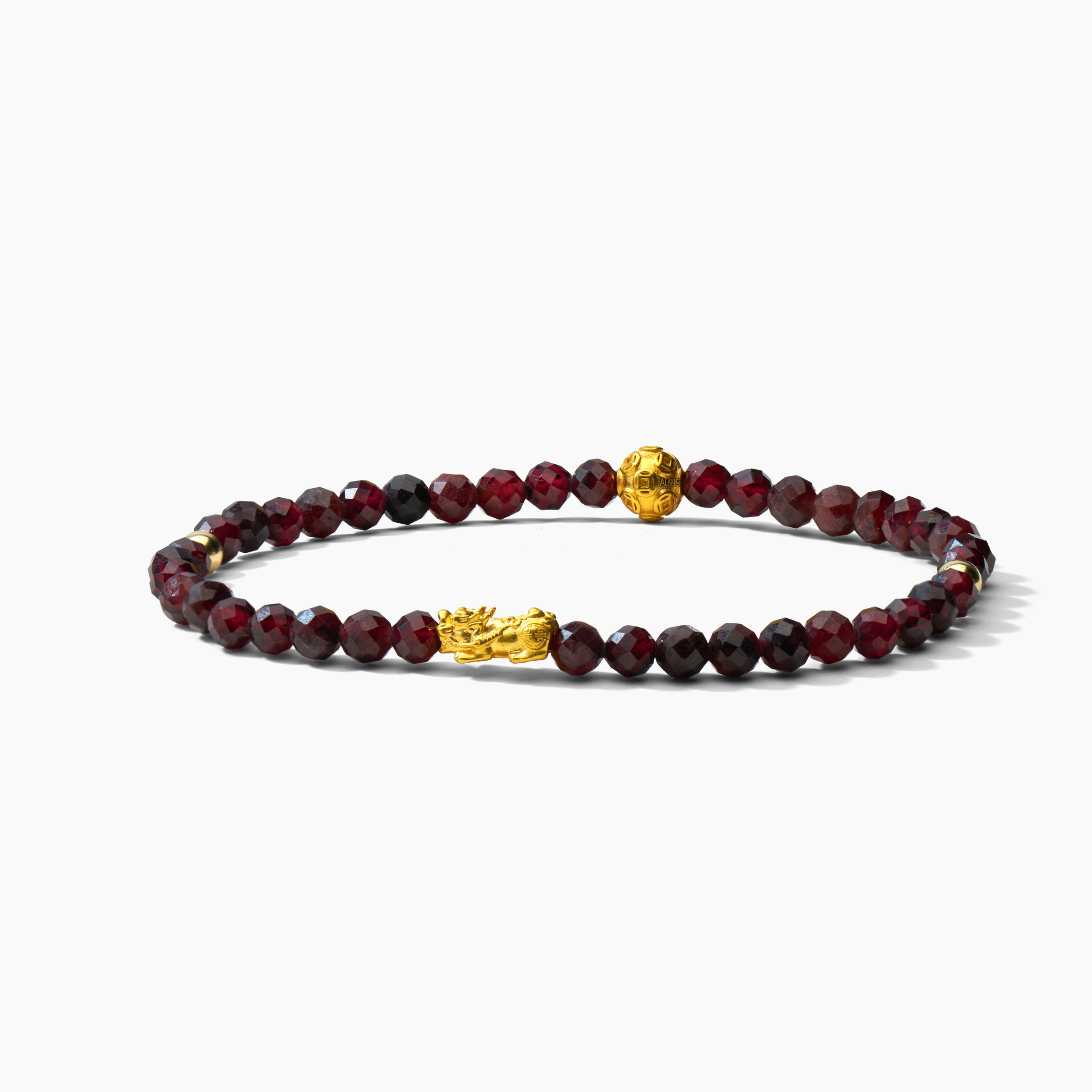 Sagittarius Zodiac Lunar Eclipse 24k Pixiu Bracelet - Garnet