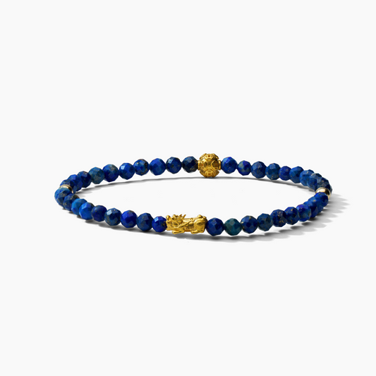 Scorpio Zodiac Lunar Eclipse 24k Pixiu Bracelet - Lapis Lazuli