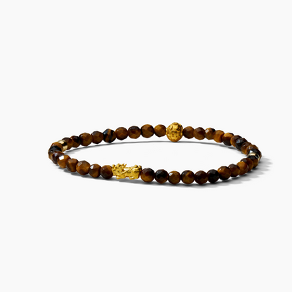 Gemini Zodiac Lunar Eclipse 24k Pixiu Bracelet - Tigers Eye