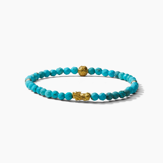 Taurus Zodiac Lunar Eclipse 24k Pixiu Bracelet - Turquoise