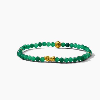 Aries Zodiac Lunar Eclipse 24k Pixiu Bracelet - Green Aventurine