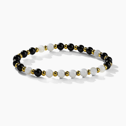Lunar Fortune Bracelet - Grade A Black Obsidian and Moonstone