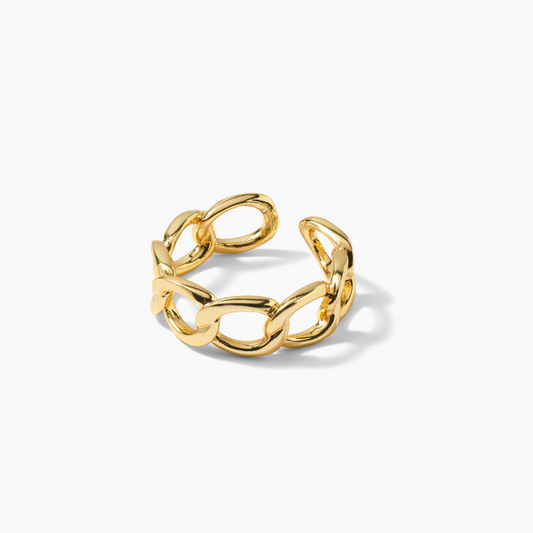 Curb Chain Adjustable Gold Ring