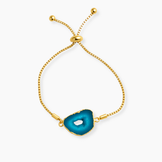 Blue Druzy Geode Gold Filled Bracelet