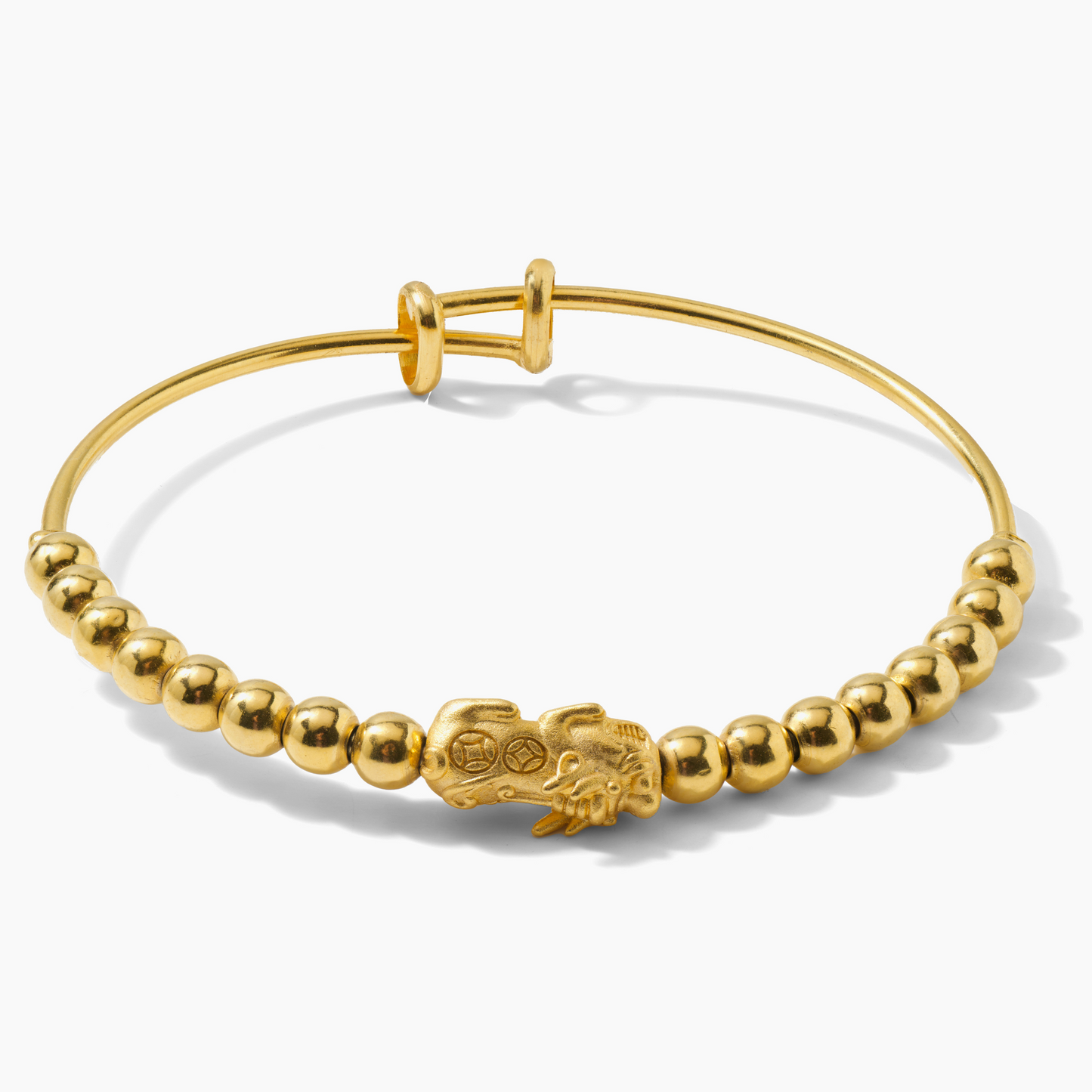 Lucky Feng Shui Single Pixiu Gold Bangle Bracelet