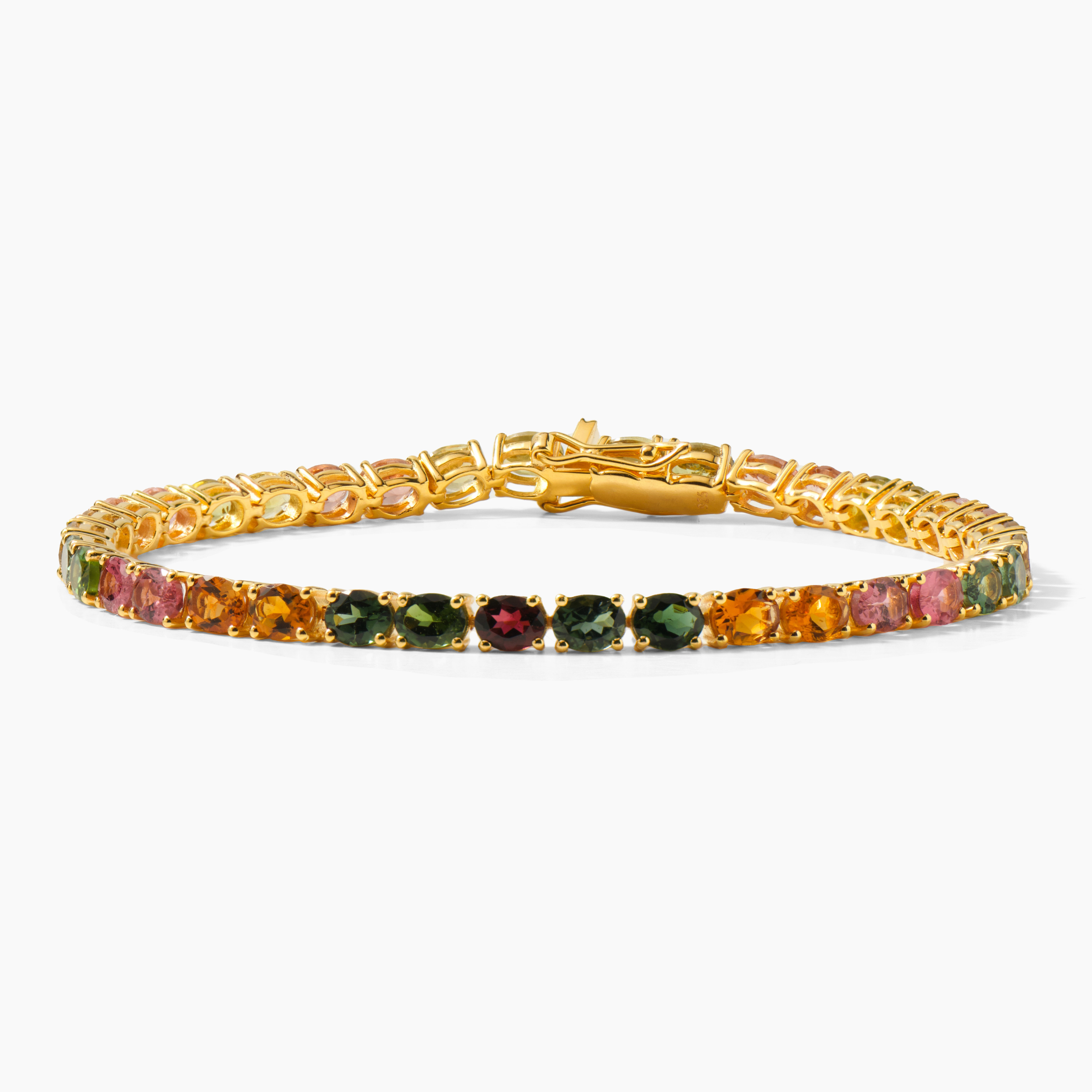 Watermelon Tourmaline Gold Filled Tennis Bracelet - Protection and Love